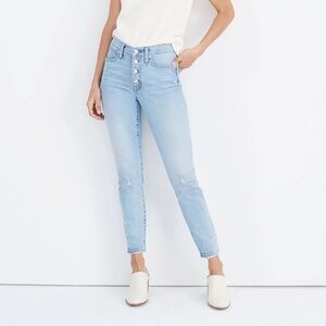 Madewell 29 Tall 9" Mid-Rise Skinny Crop Jeans Asbury Wash: Button-Front Edition